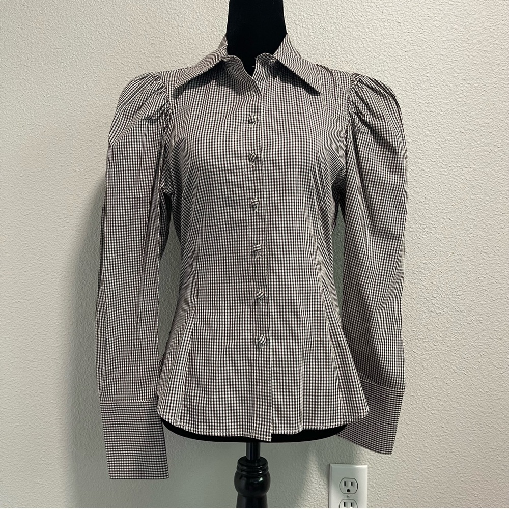 Zara | Button Down Poor Sleeved Checkered Top